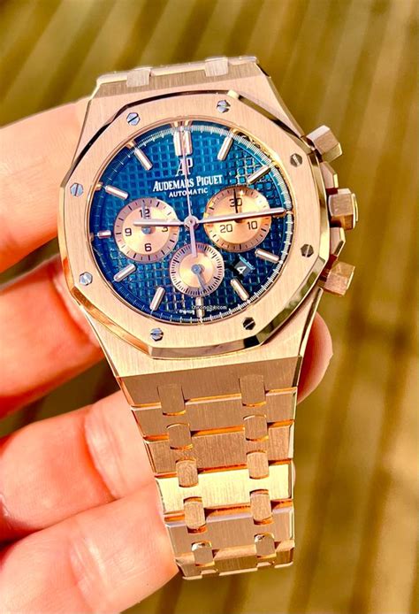 audemars piguet blue dial rose gold|audemars piguet full diamond price.